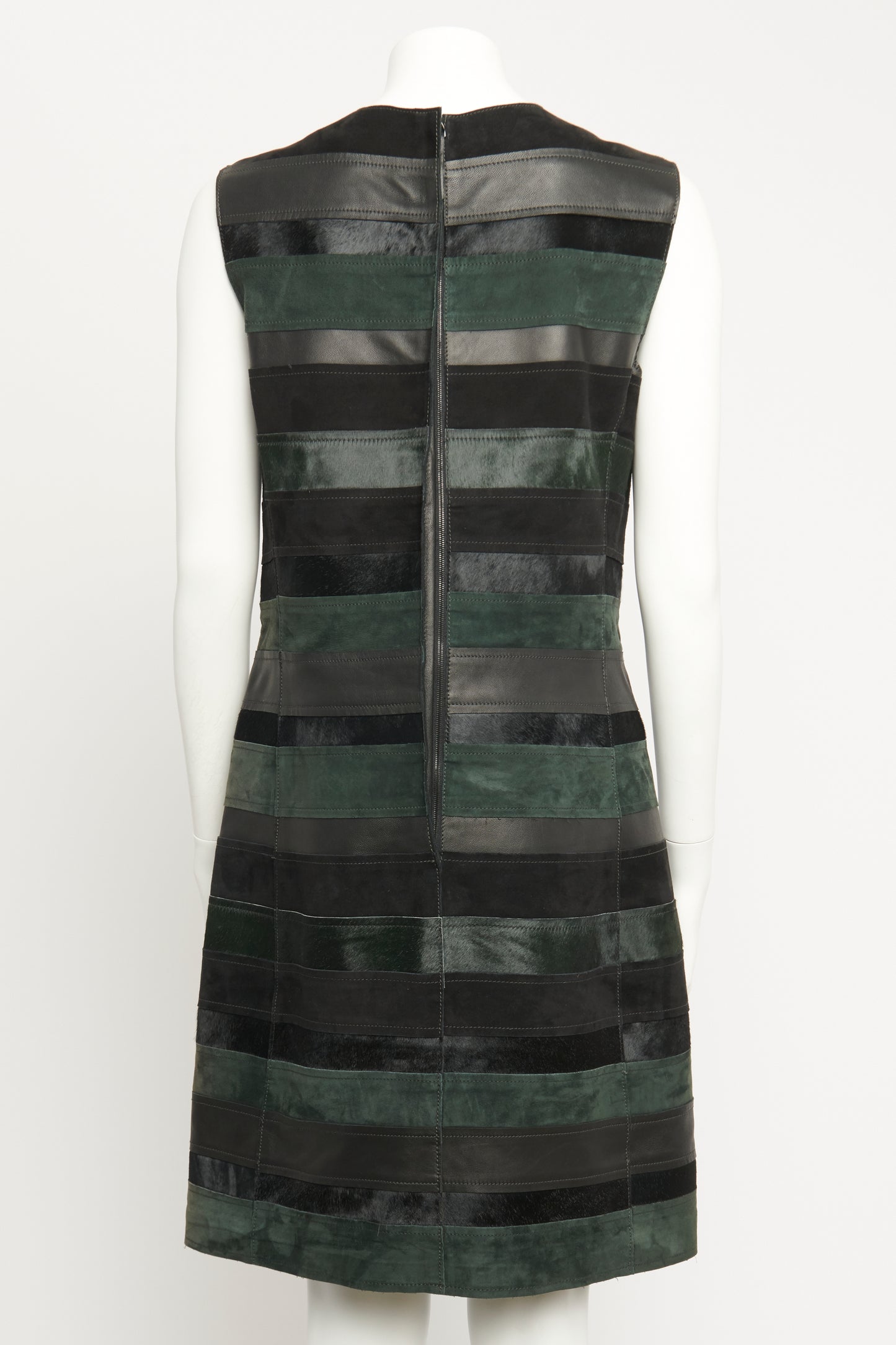 Black and Green Lamb Skin Preowned Dress