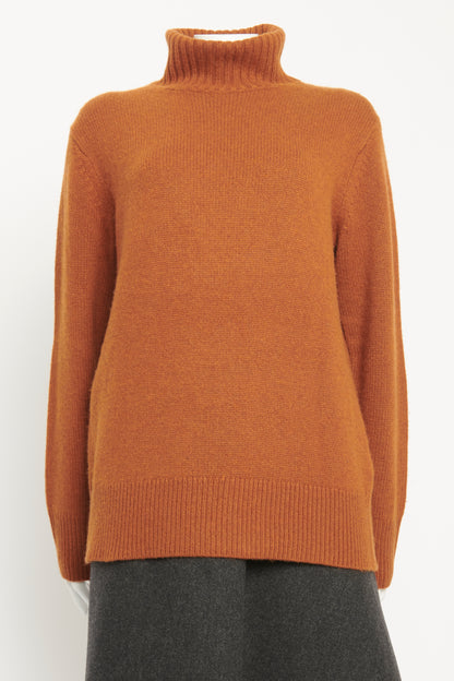 Rust Cashmere Roll Neck Preowned Jumper