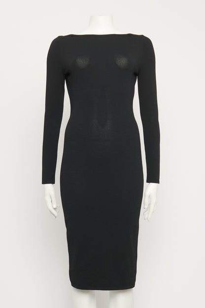 Black Stretch Boat Neck Preowned Dress