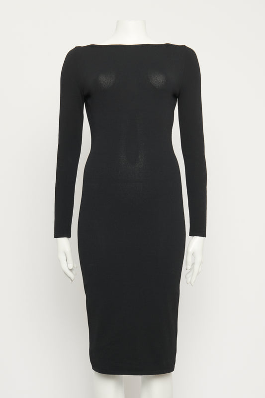 Black Stretch Boat Neck Preowned Dress