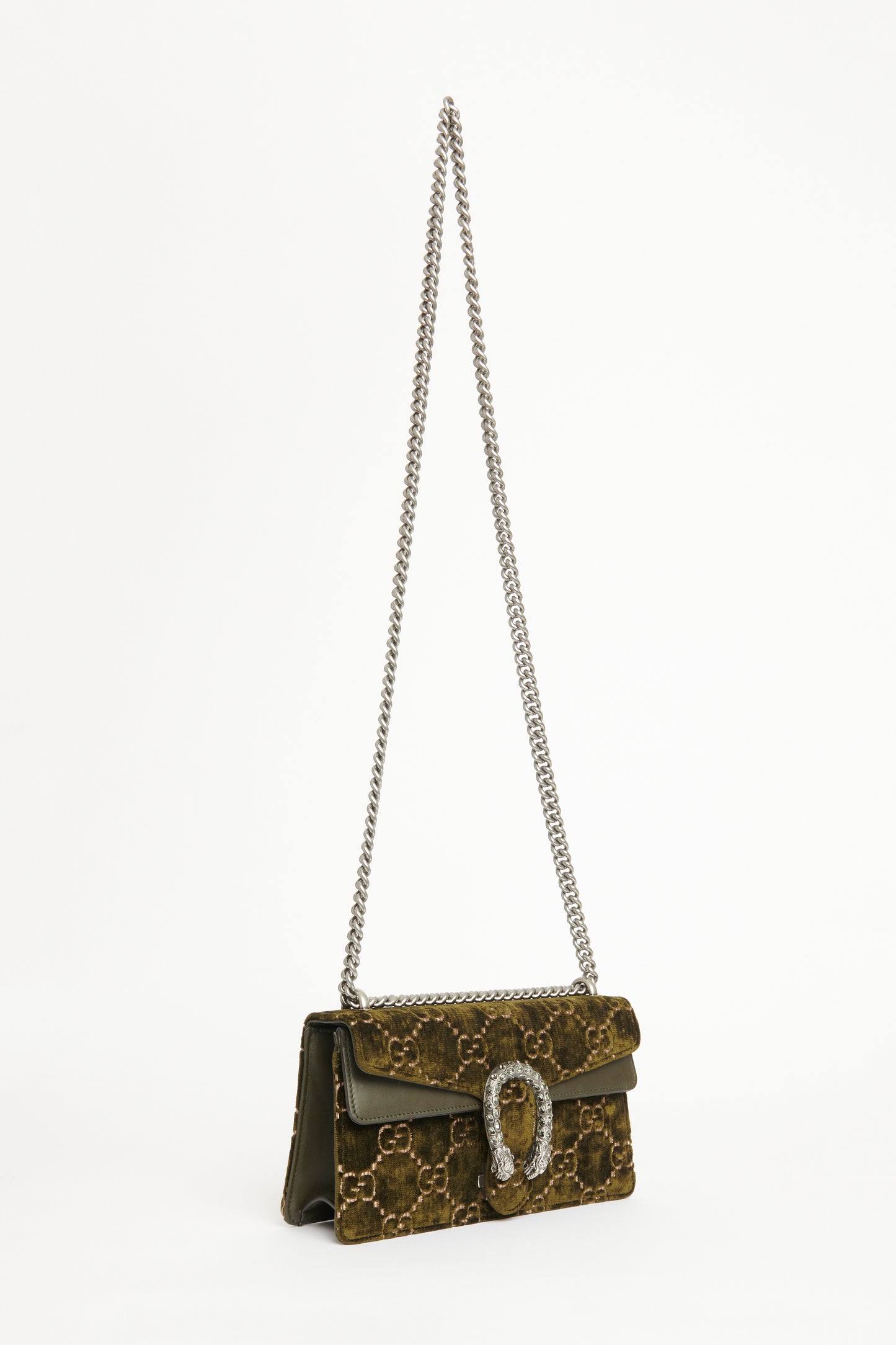 Olive Green Velvet Preowned Monogram Dionysus Shoulder Bag