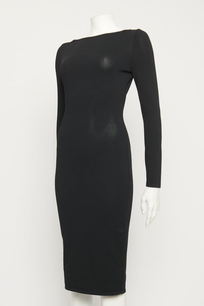 Black Stretch Boat Neck Preowned Dress