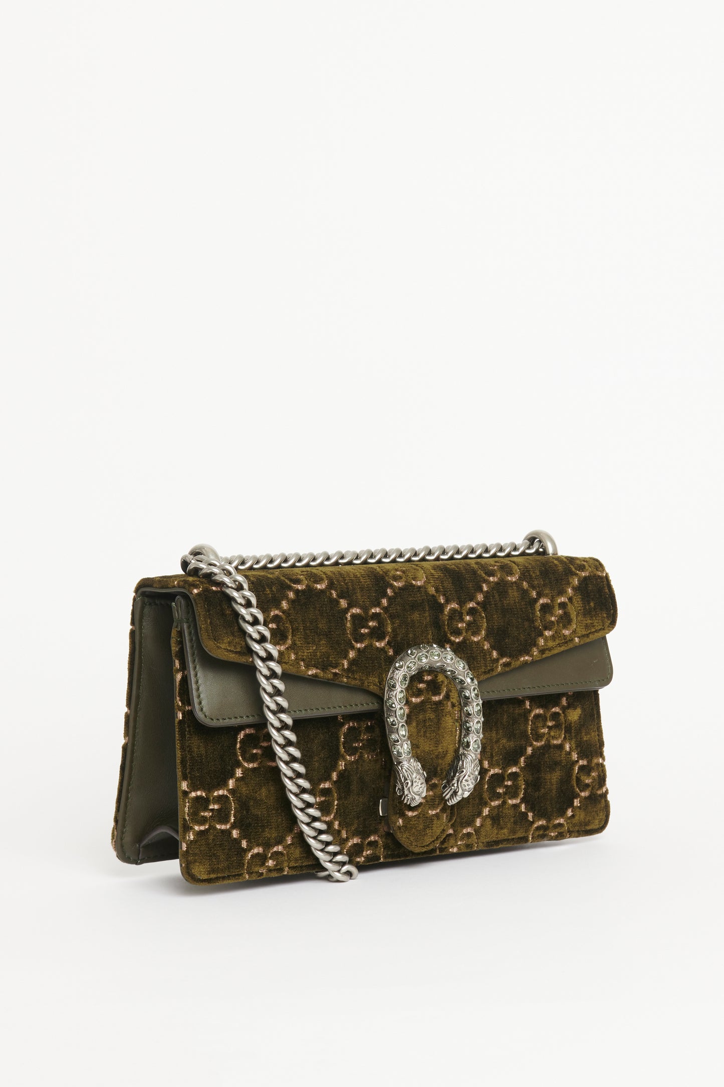 Olive Green Velvet Preowned Monogram Dyonisis Shoulder Bag