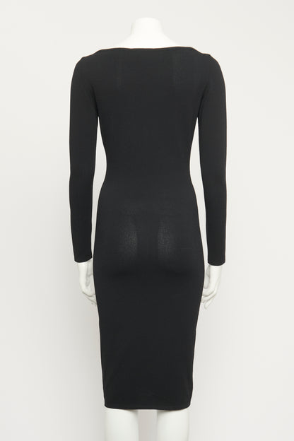 Black Stretch Boat Neck Preowned Dress