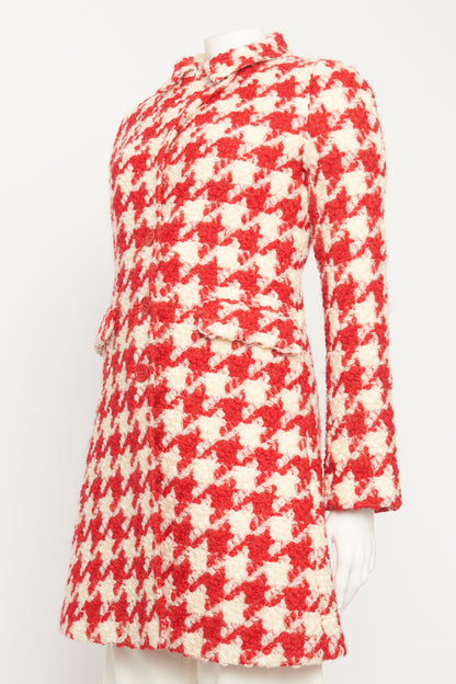 Red Houndstooth Preowned Coat