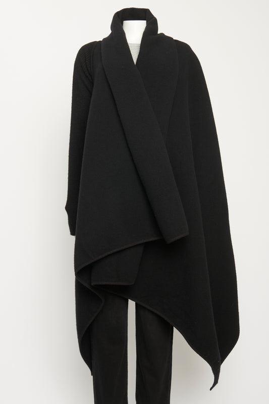 Black Wool Open Preowned Coat