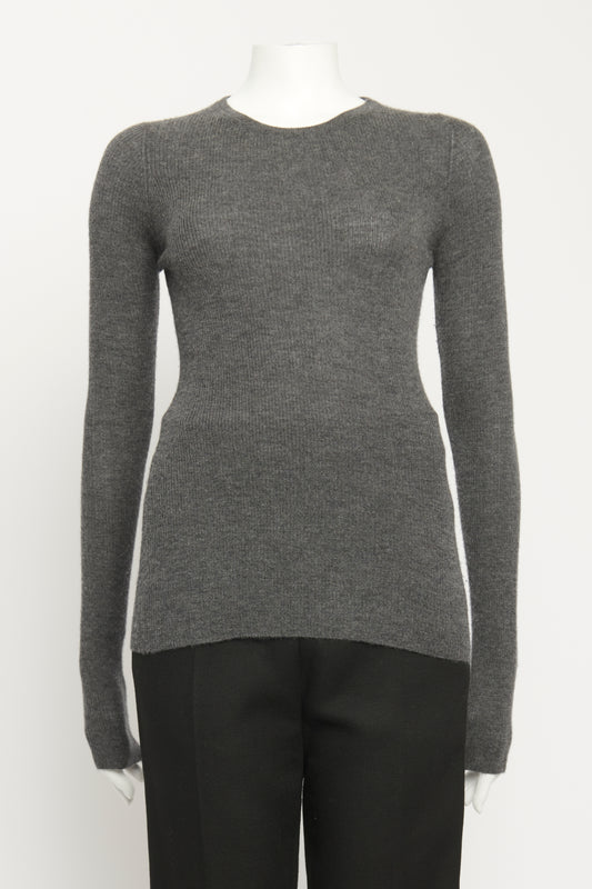 Grey Cashmere Skinny Rib Preowned Jumper