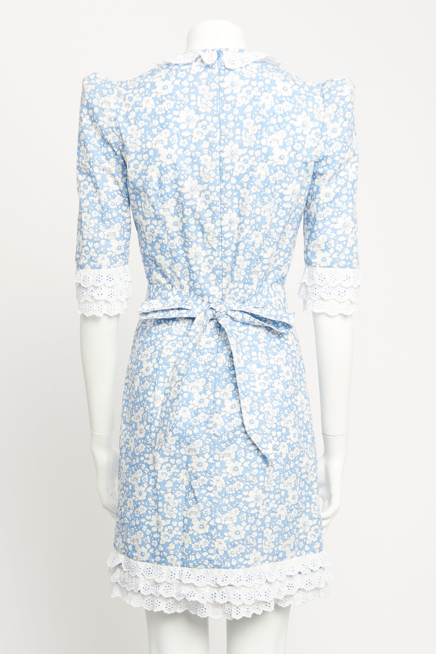 Blue Cotton Preowned Floral Mini Cate Dress