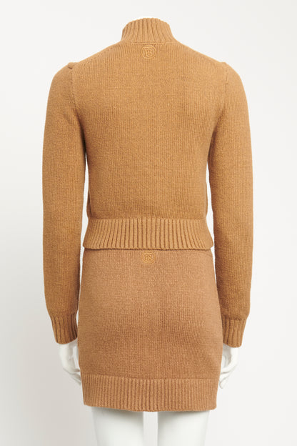 Brown Cotton Blend Preowned Mini Two Piece Knitted Co-ord