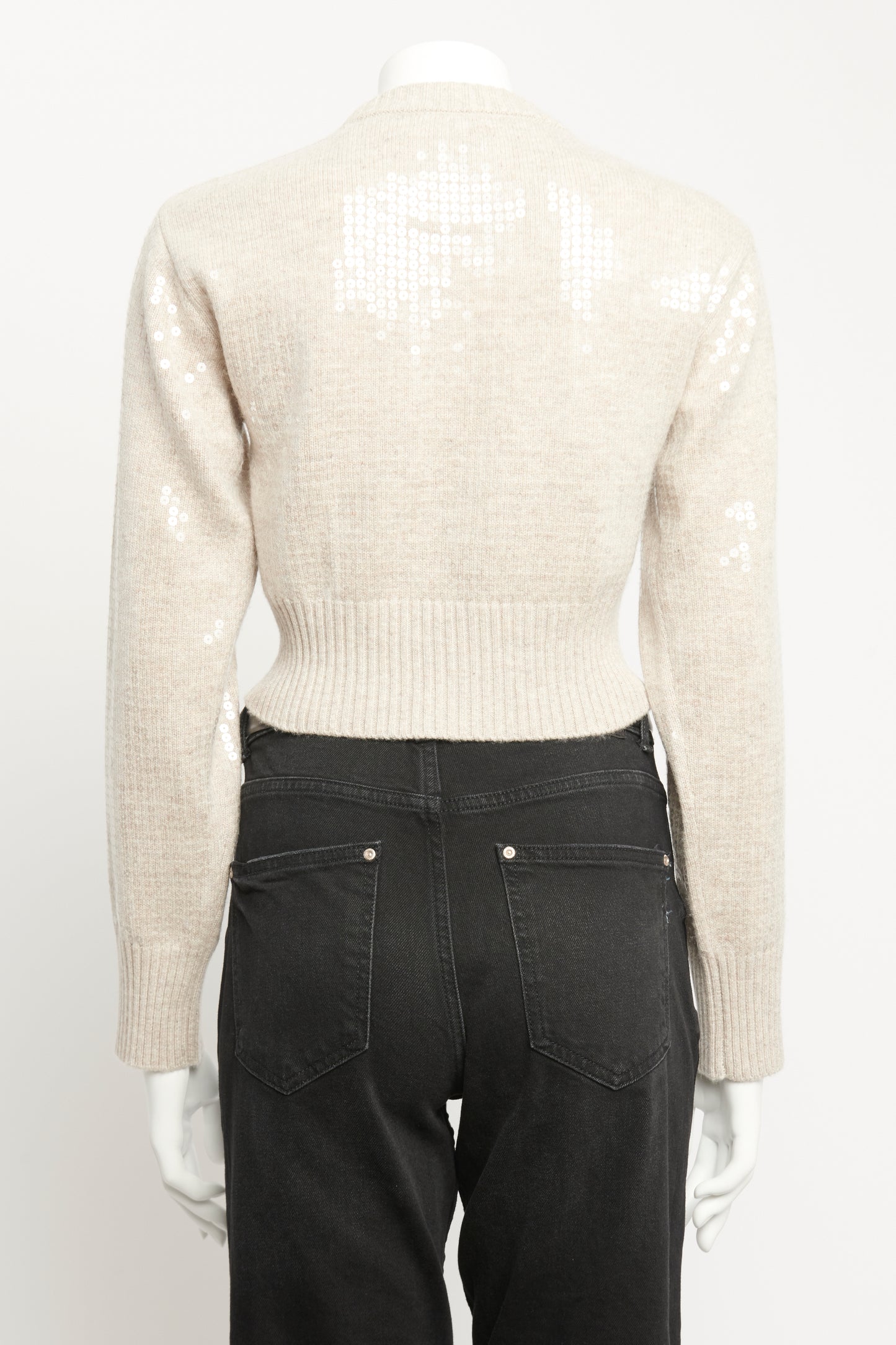 Taupe Cashmere Preowned Camilla Melange Cropped Jumper