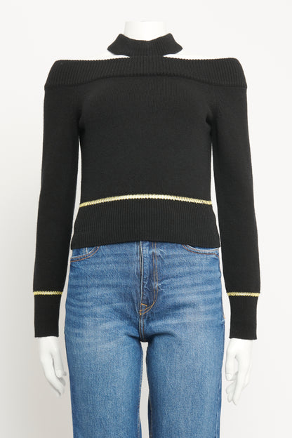 Black Wool Preowned Cut-Out Knitted Jumper