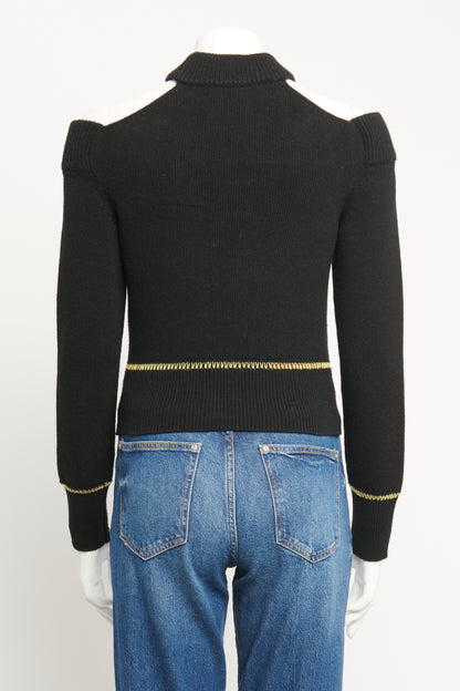 Black Wool Preowned Cut-Out Knitted Jumper