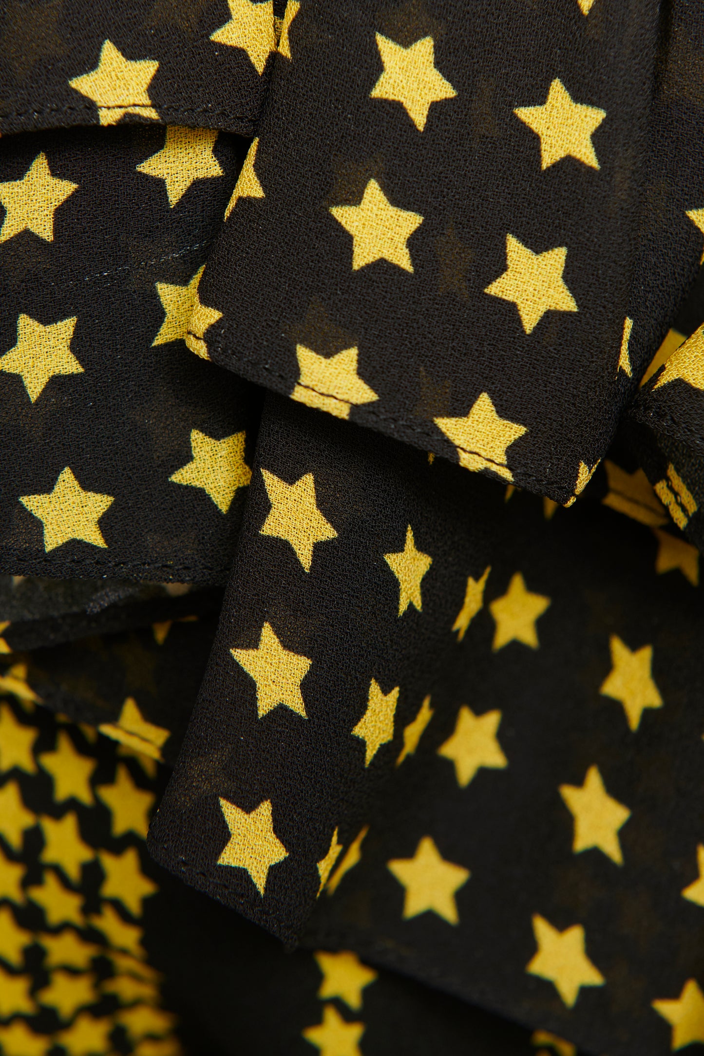 2019 Black Silk Preowned Star Print Ruffled Mini Dress