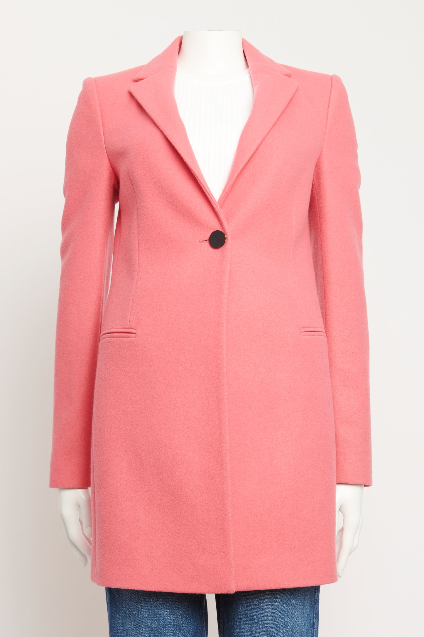 2012 Pink Wool Blend Preowned Single Breasted Coat