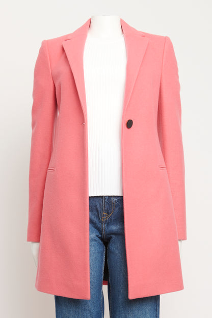 2012 Pink Wool Blend Preowned Single Breasted Coat