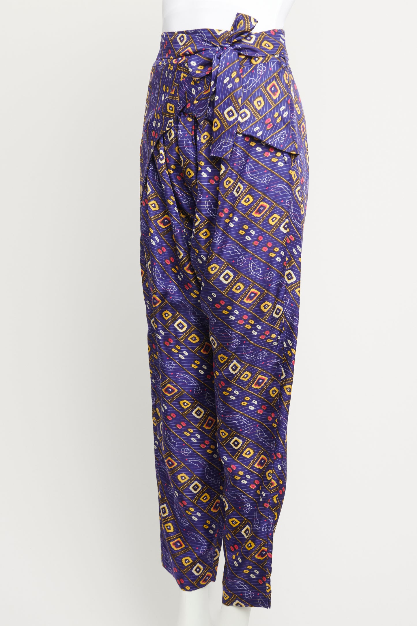 Purple Silk Preowned Printed Harem Pants