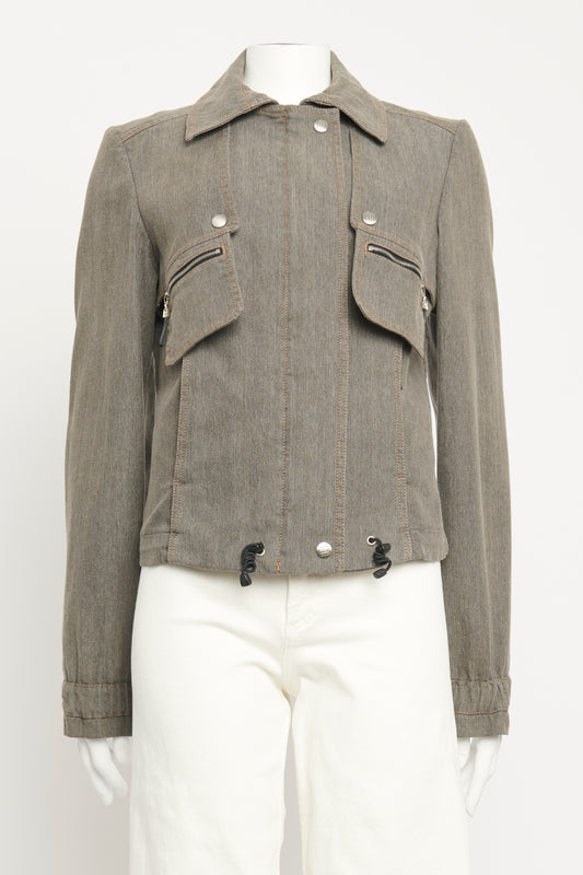 2003 Grey Denim Preowned Zip-up Jacket