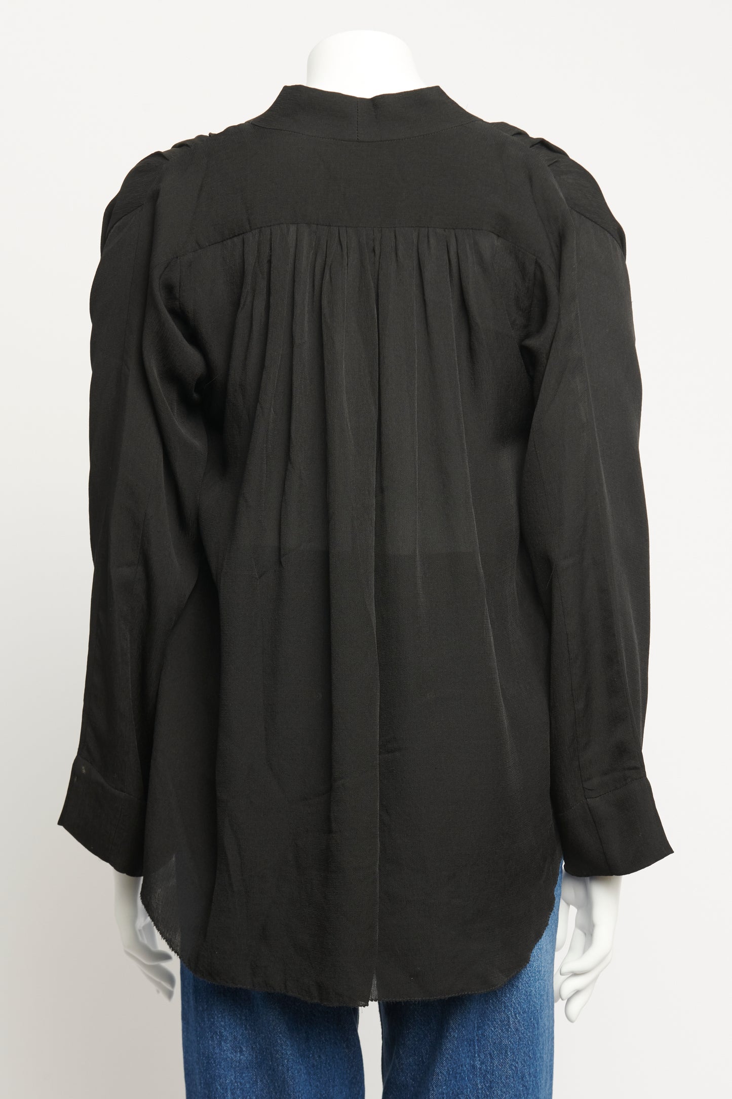 Black Silk Preowned Tunic Style Blouse
