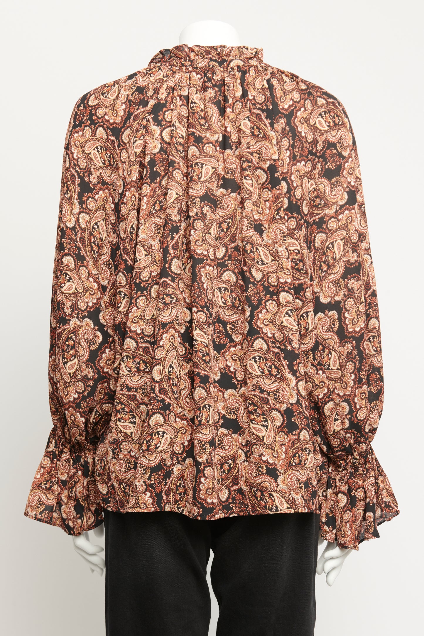 Black Polyester Preowned Paisley Blouse