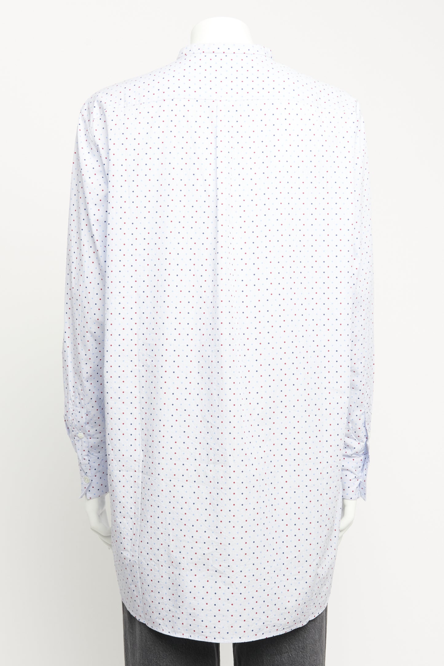 Blue & White Cotton Preowned Phoebe Polka Dot Stripe Shirt