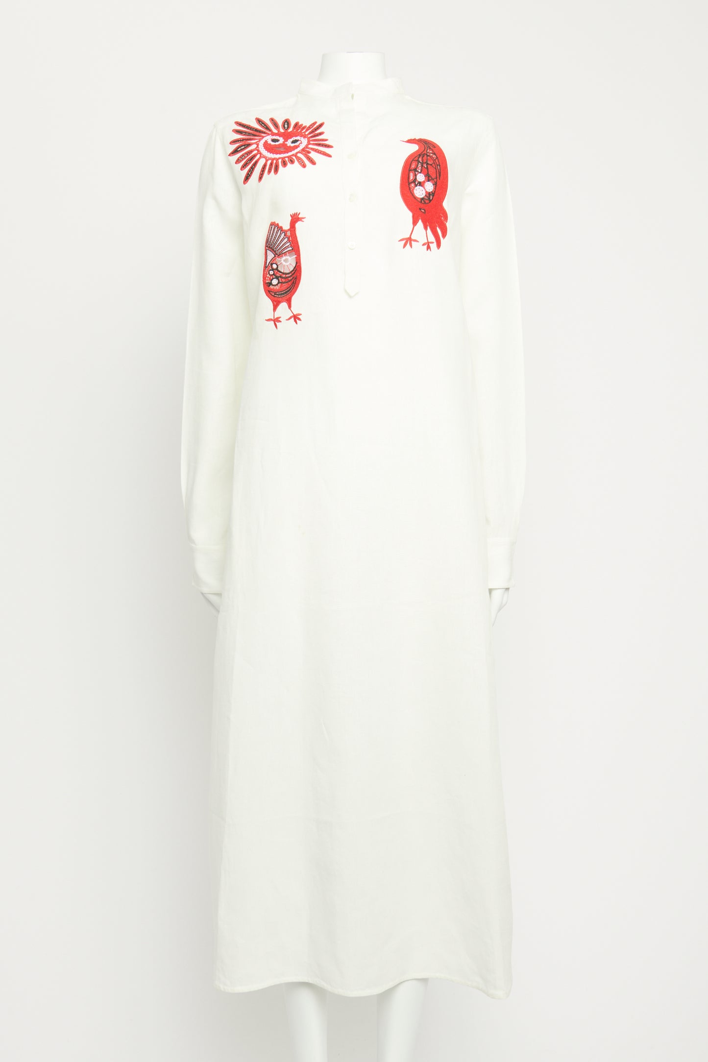 2015 White Linen Preowned Embroidered Tunic Dress