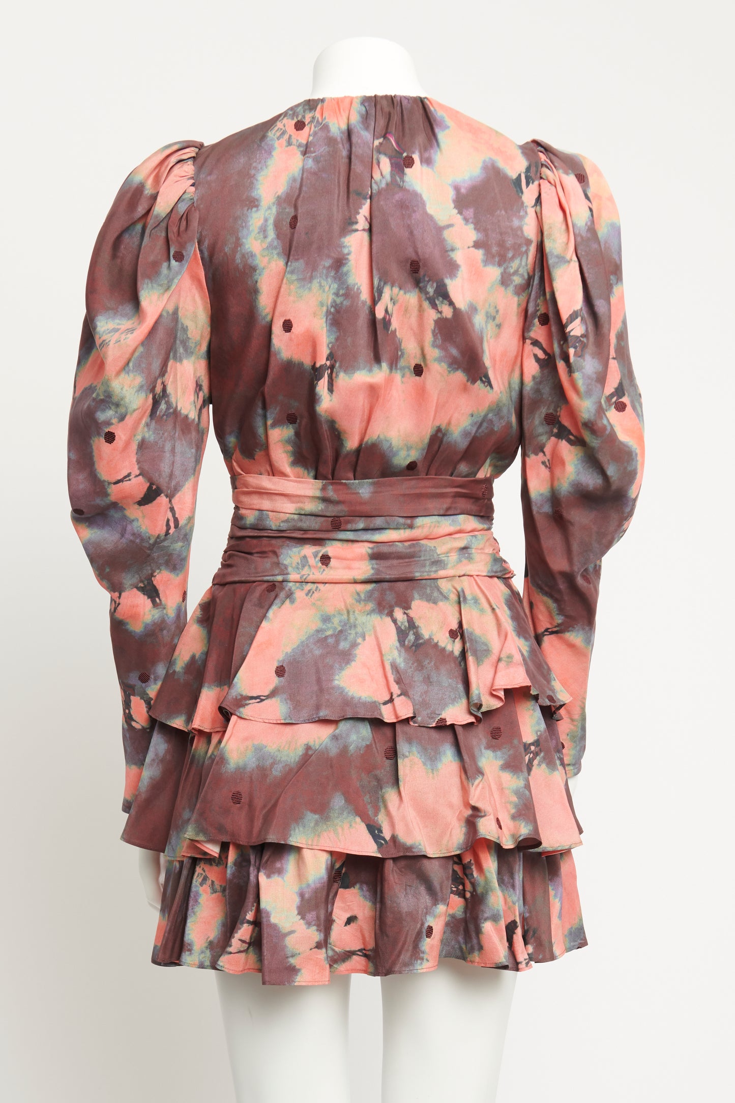 Multicoloured Silk Preowned SemiraTie-Dye Ruffled Mini Dress