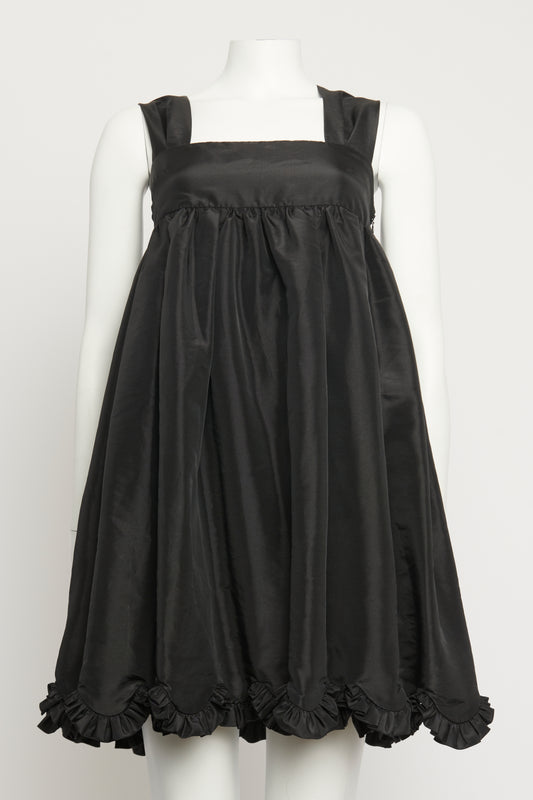 Black Tafetta Preowned Ruffled Babydoll Dress