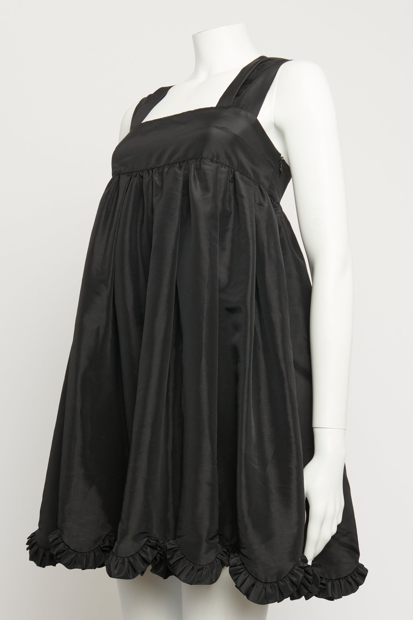 Black Tafetta Preowned Ruffled Babydoll Dress