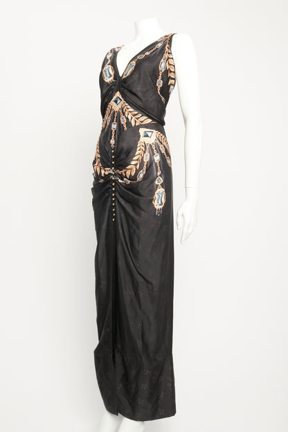 Black Satin Jewel Preowned Dress