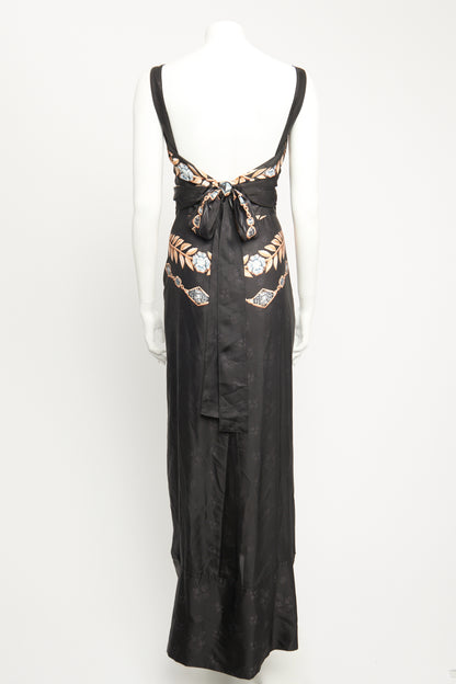 Black Satin Jewel Preowned Dress