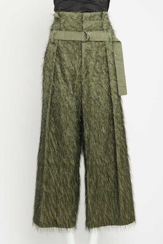 Khaki Green Cotton Preowned Tinsel Wide Legged Trousers