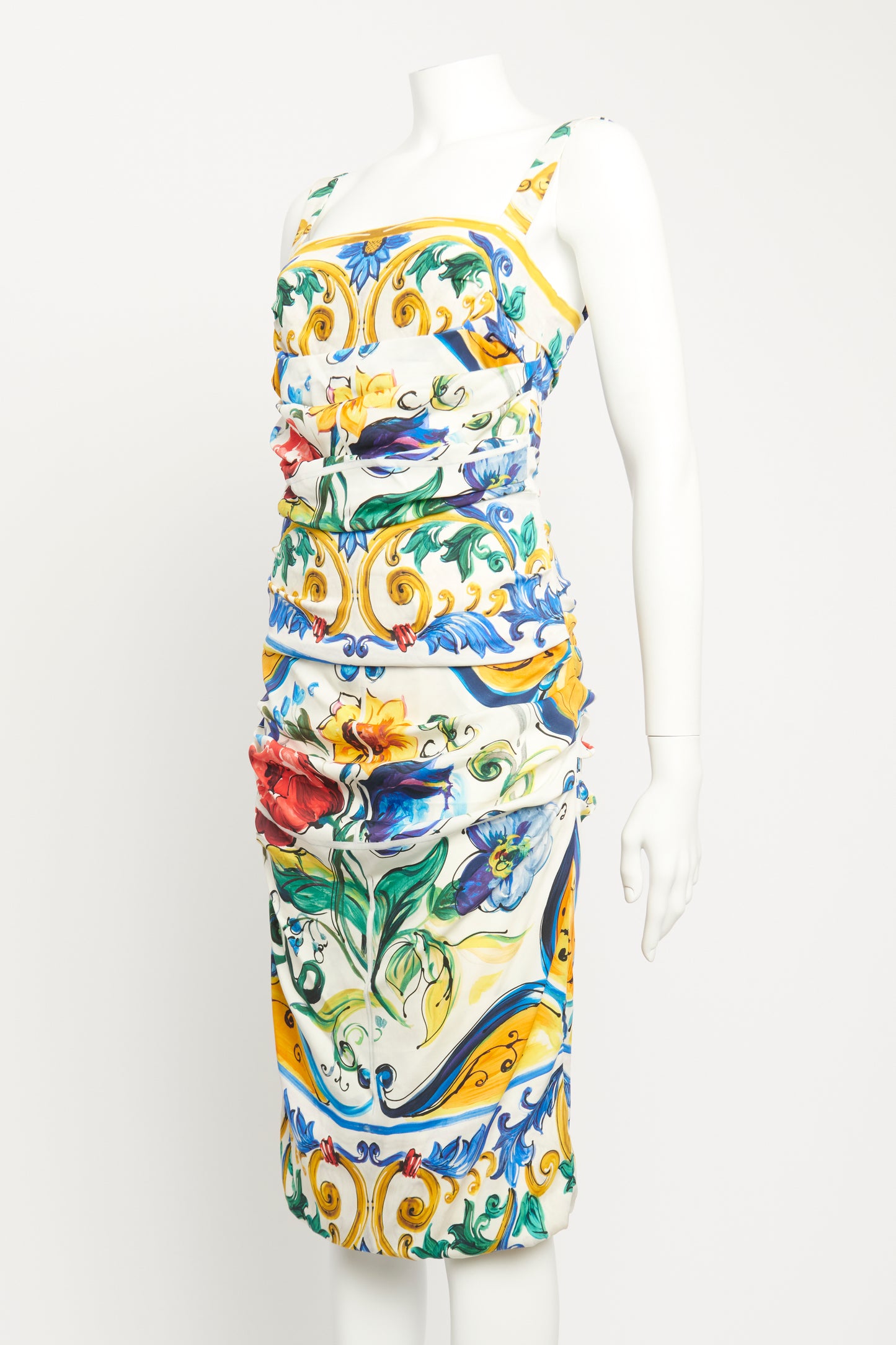 Maiolica Print Silk Preowned Dress