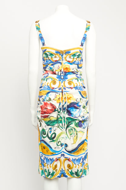 Maiolica Print Silk Preowned Dress