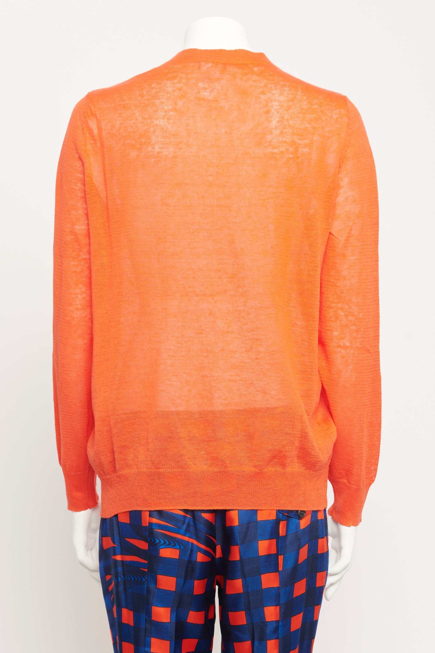 Orange Linen Preowned V-Neck Fine Knit Top