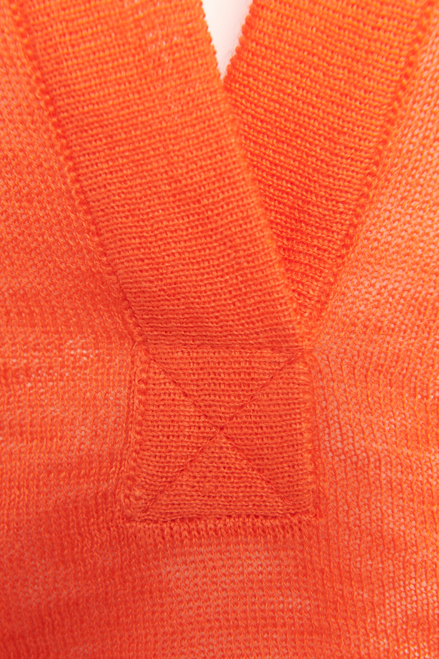 Orange Linen Preowned V-Neck Fine Knit Top