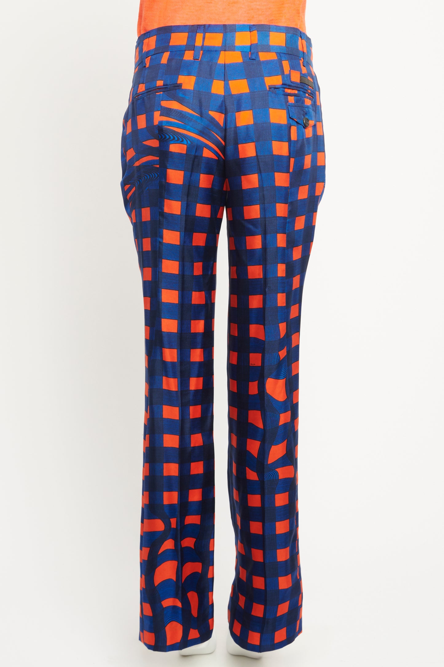 2008 Blue & Orange Silk-Twill Preowned Flared Trouser