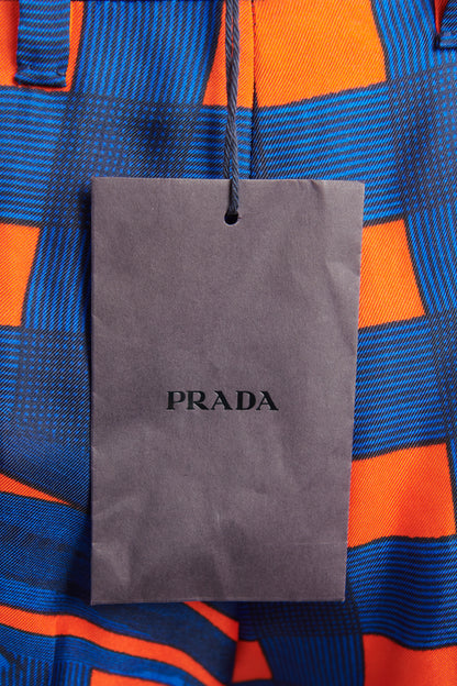 2008 Blue & Orange Silk-Twill Preowned Flared Trouser