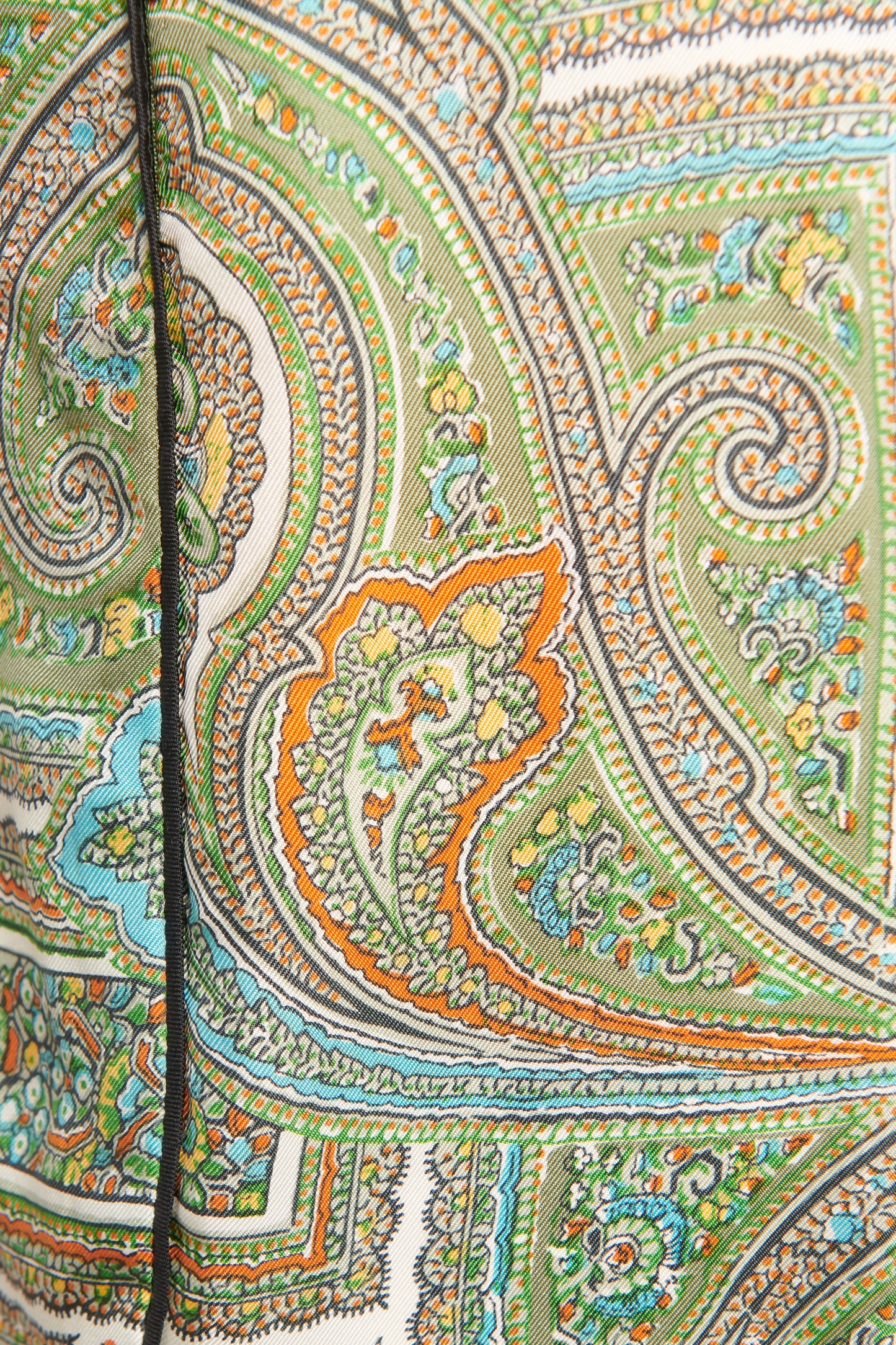 Green Silk-Twill Preowned Paisley Tapered Trousers