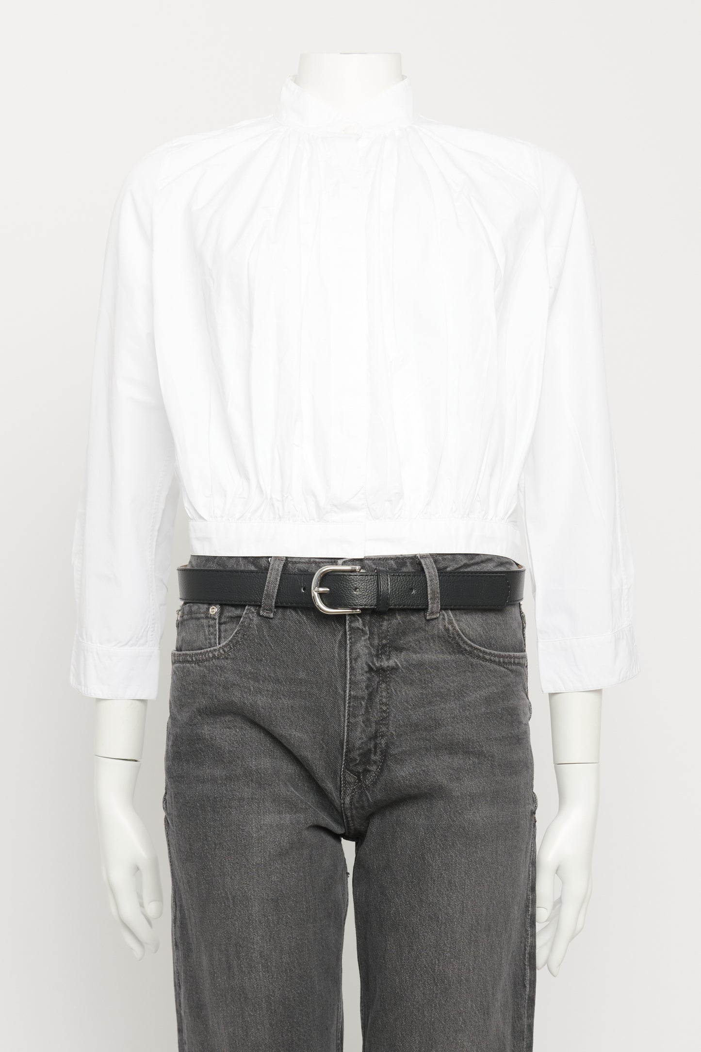 White Cotton Preowned Cropped Shirt