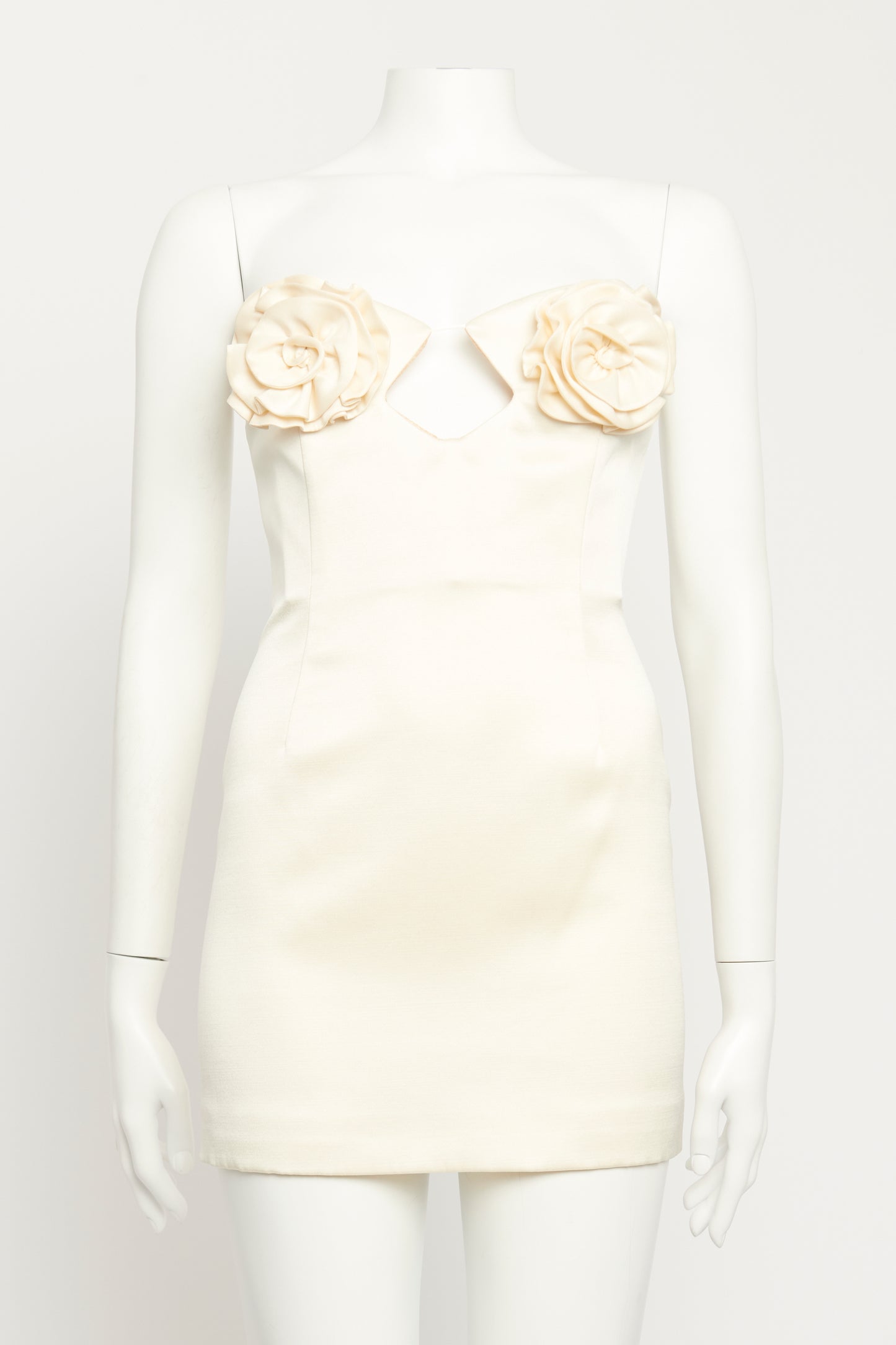 Cream Silk Rosette Preowned Mini Dress