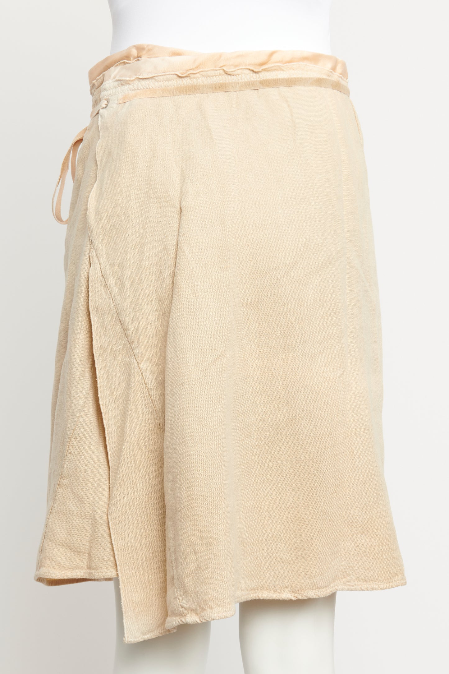 1990s Linen Pleated Wrap Around Preowned Skirt