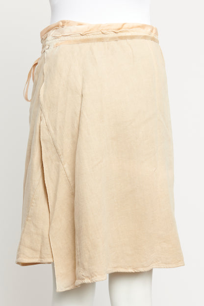 1990s Linen Pleated Wrap Around Preowned Skirt