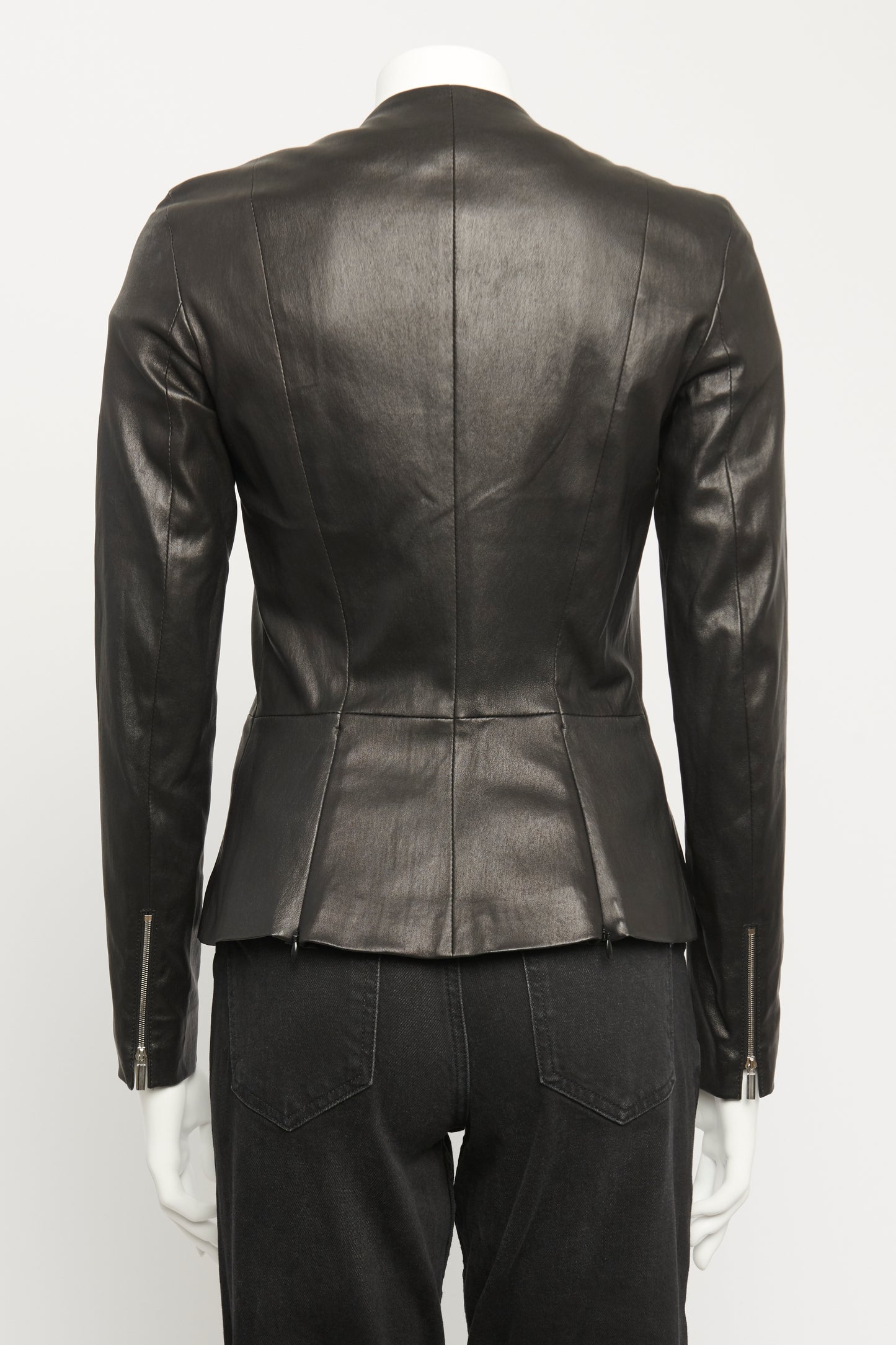 Anasta Leather Preowned Peplum Jacket