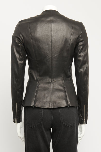 Anasta Leather Preowned Peplum Jacket