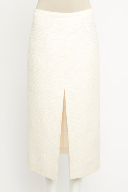 Cream Textured Mid-Length Preowned Skirt