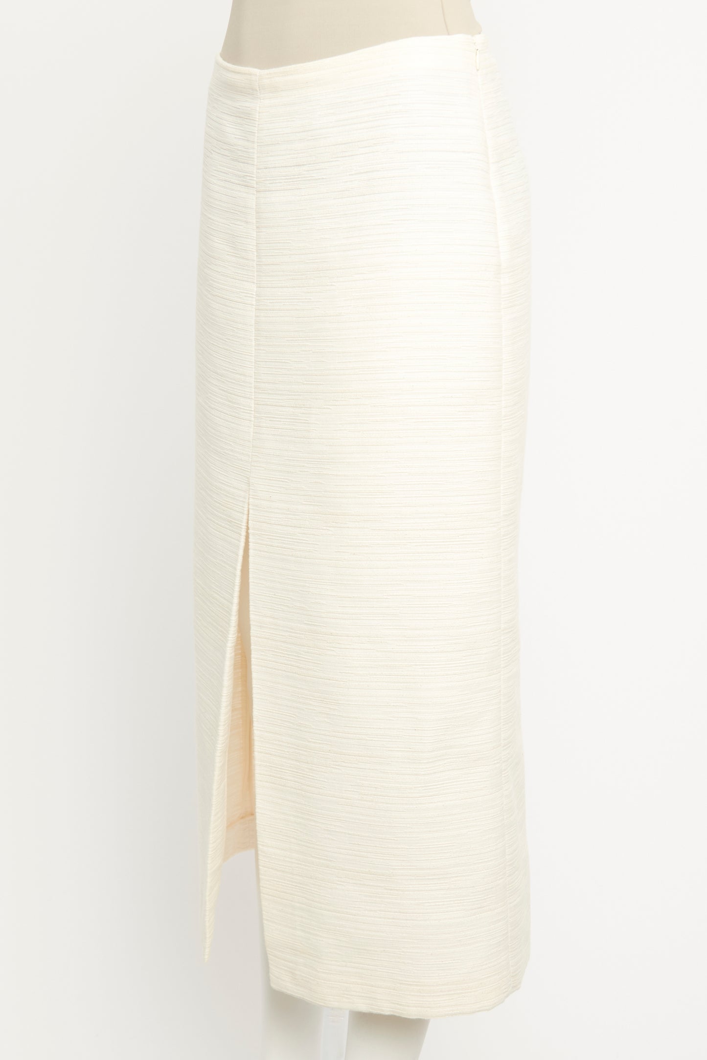 Cream Textured Mid-Length Preowned Skirt