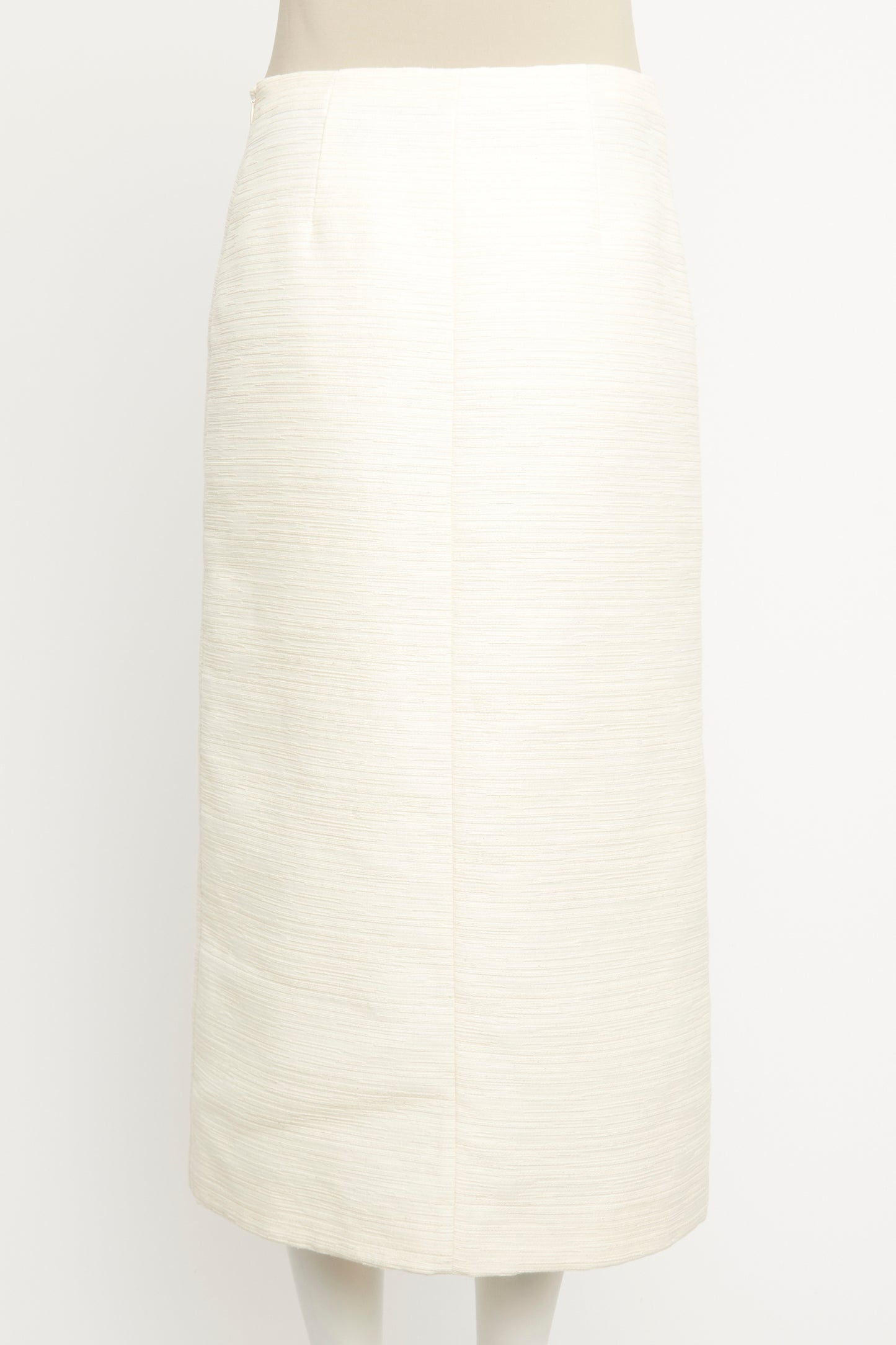 Cream Textured Mid-Length Preowned Skirt