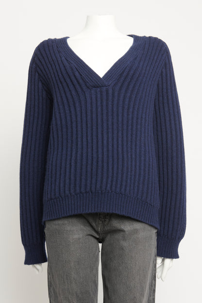 Navy Cashmere Deep V Preowned Knit