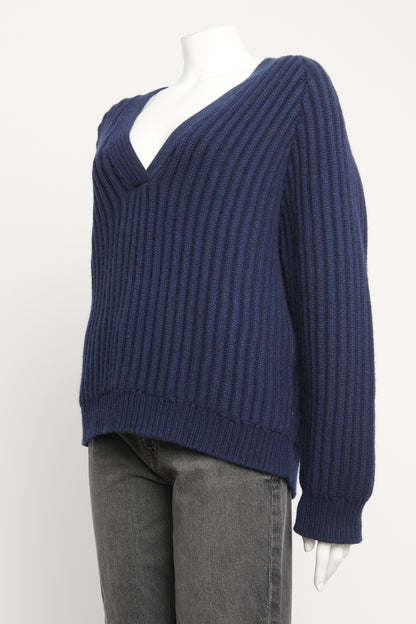 Navy Cashmere Deep V Preowned Knit