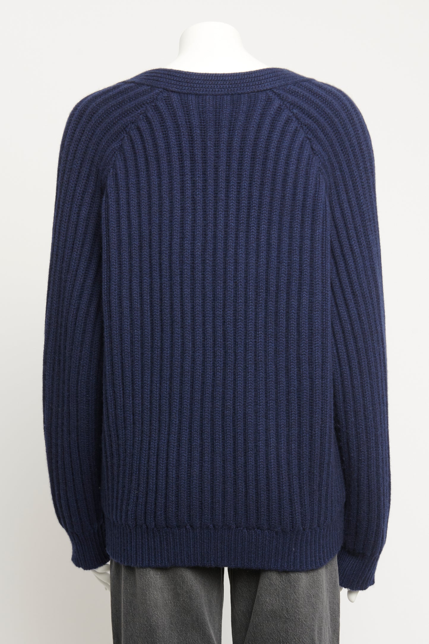 Navy Cashmere Deep V Preowned Knit